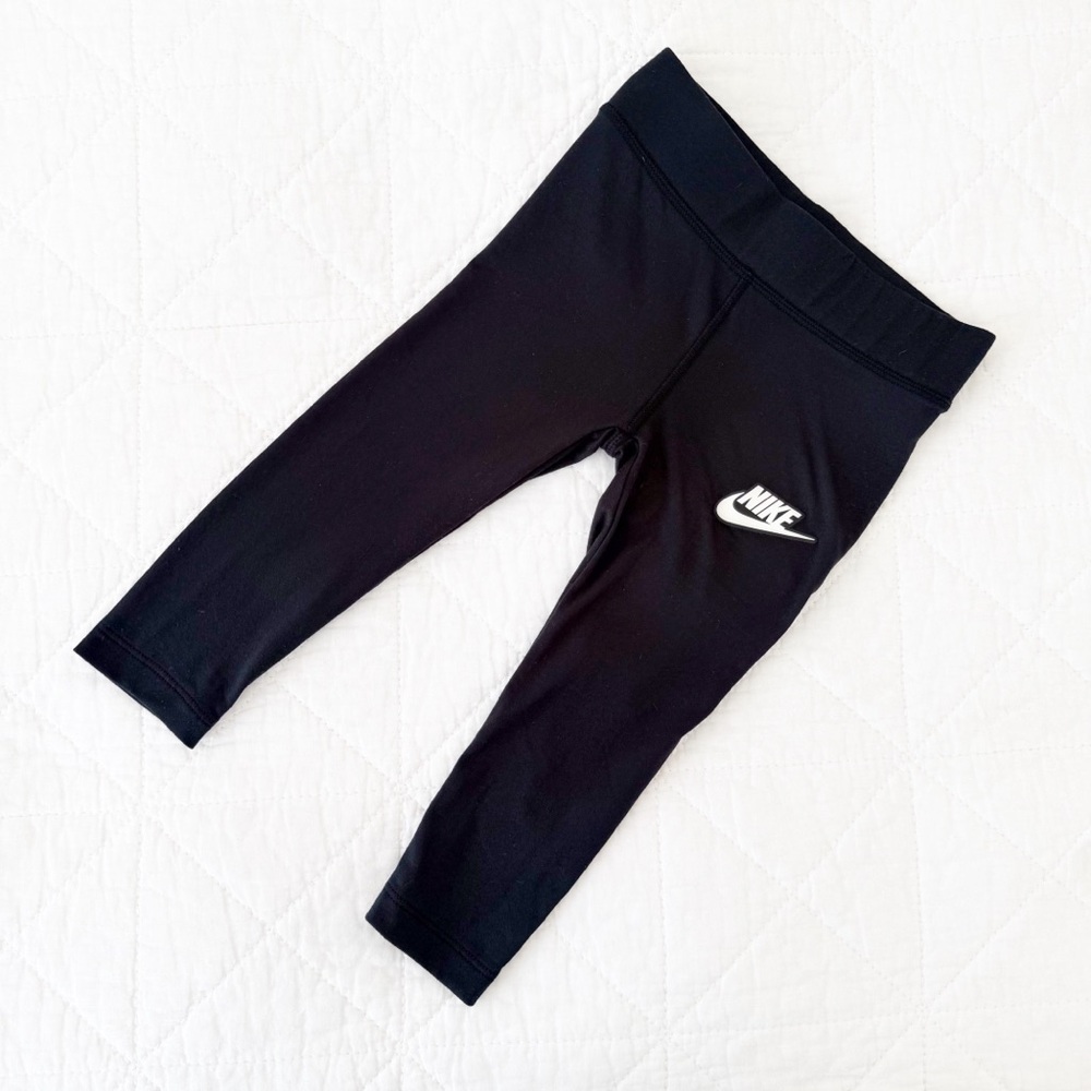 3T Nike Kids Black Leggings White Swoosh
